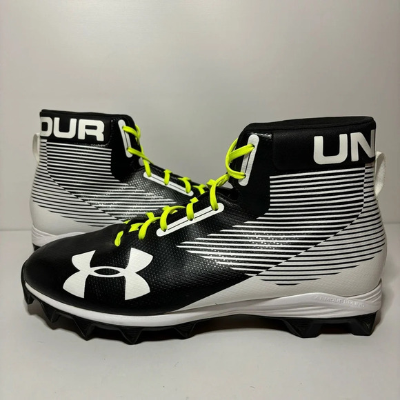 Under Armour Mens UA Hammer MC Football Cleats Mid RM 1289761-011 Black White 13 - Picture 4 of 9